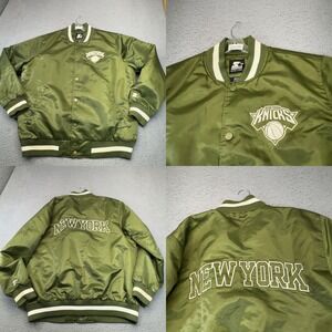 New York Knicks Jacket Mens XL Green Satin Varsity Starter Bomber NBA Basketball